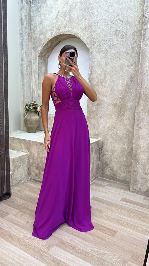 Neck Detail Waist Cross Embroidered Evening Dress, 16242 - Etsy Neck Detail Waist Cross Embroidered Evening Dress, 16242 - Etsy
