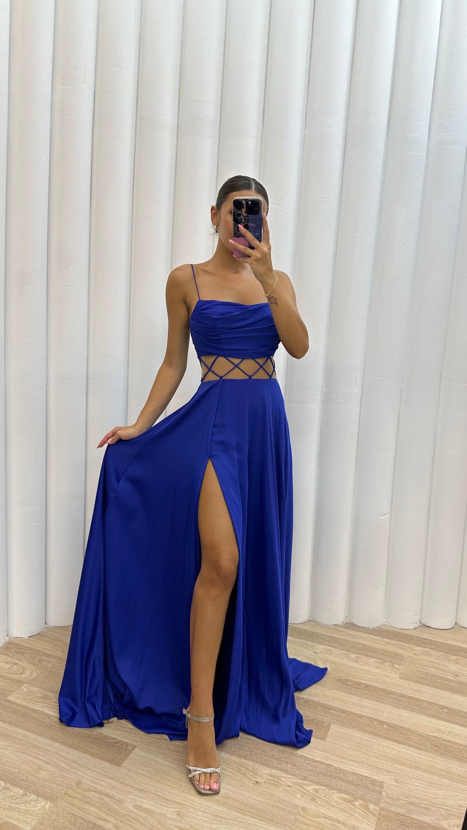18317 Red Transparent Waist Strap Dress