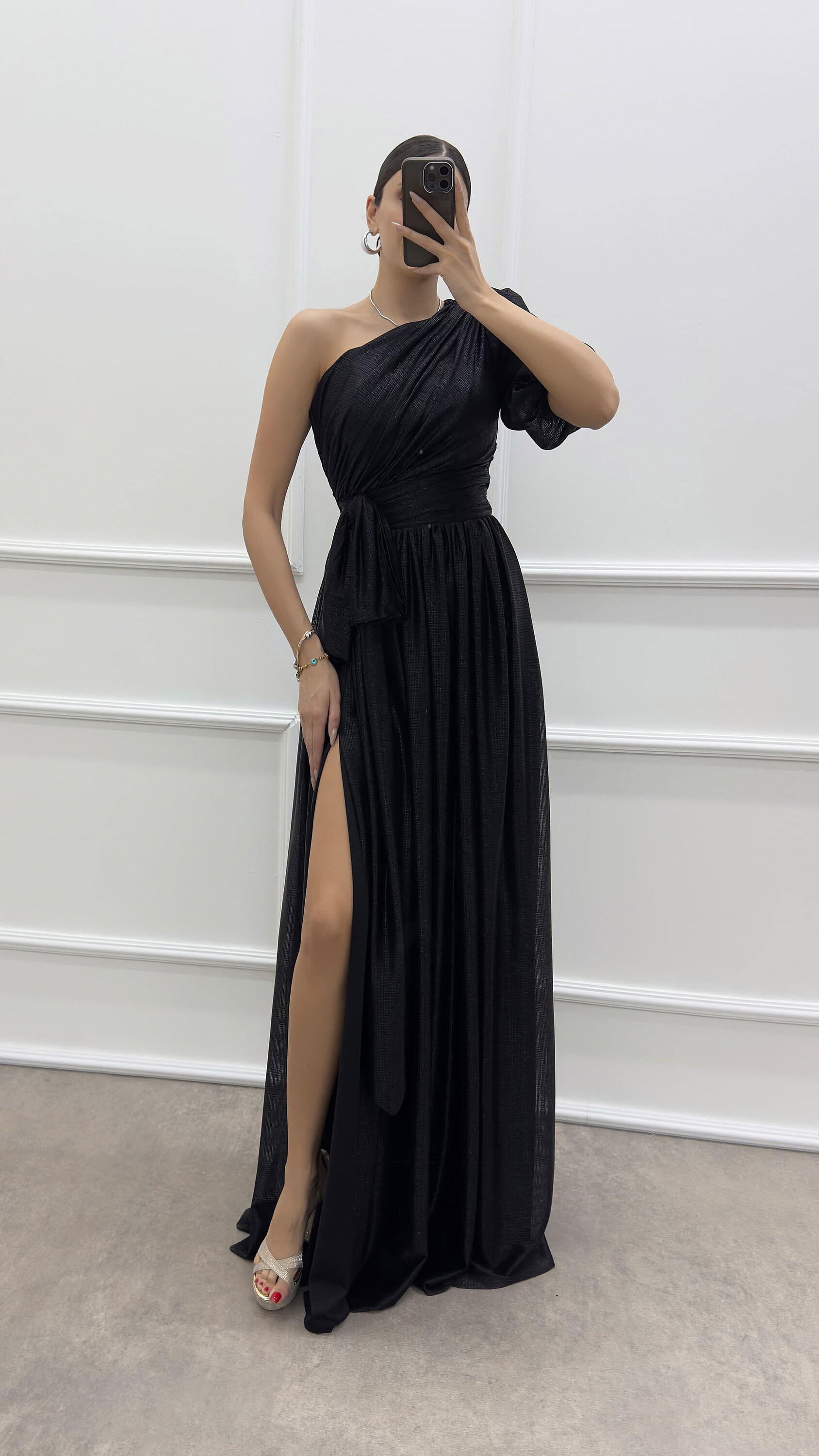 Bow Print Tie Shoulder Dress