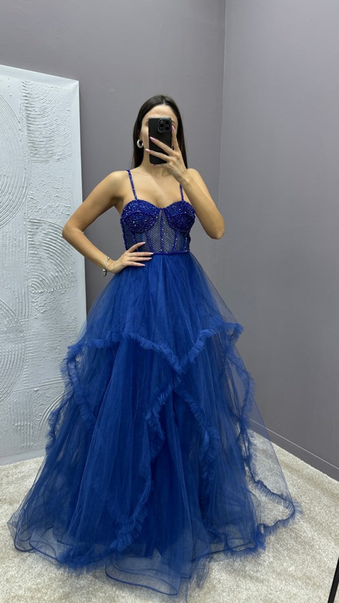 Rope Strap Transparent Detail Design Tulle Evening Dress,27493 - Etsy