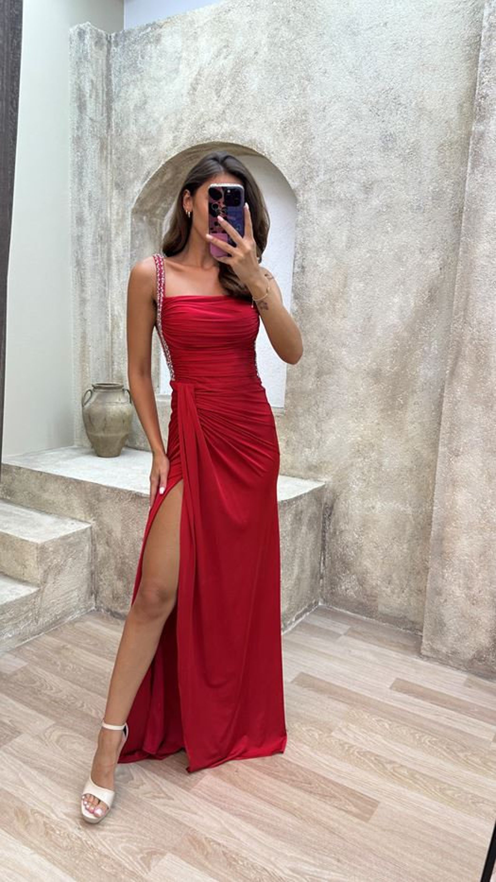Sleeveless Twist Detail Dress in Stone