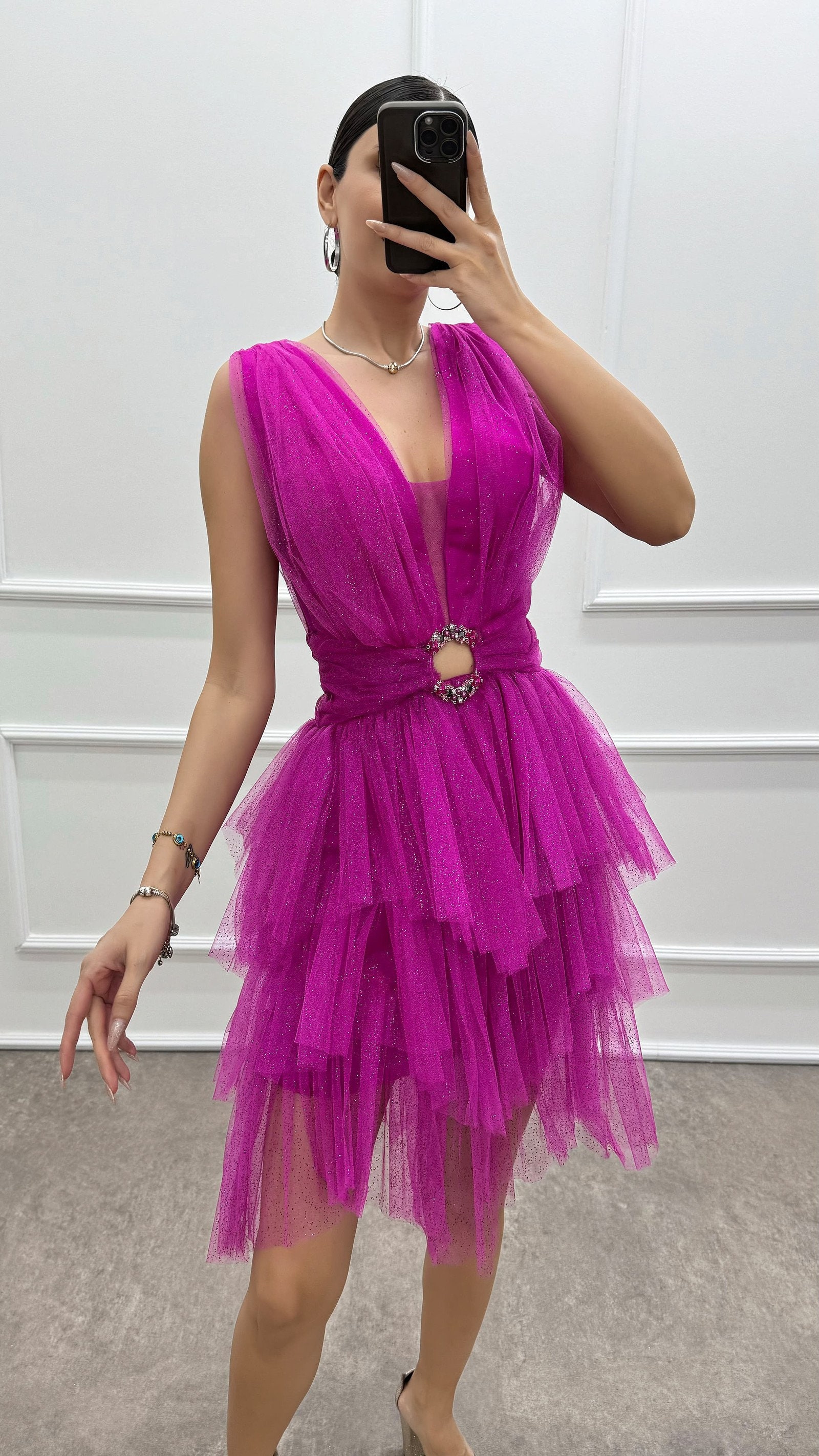 ワンピース NOTRE emor tulle mini dress tulle mini dress（ドレス）｜NOTREemor（ノートルエモア）の
