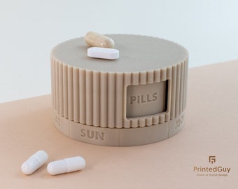 Personalized Pill box 7 days case Weekly medicine organizer Beautiful pill container holder, weekly pill case, pillbox grooved pattern, gift