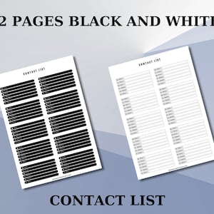 Printable Contacts List