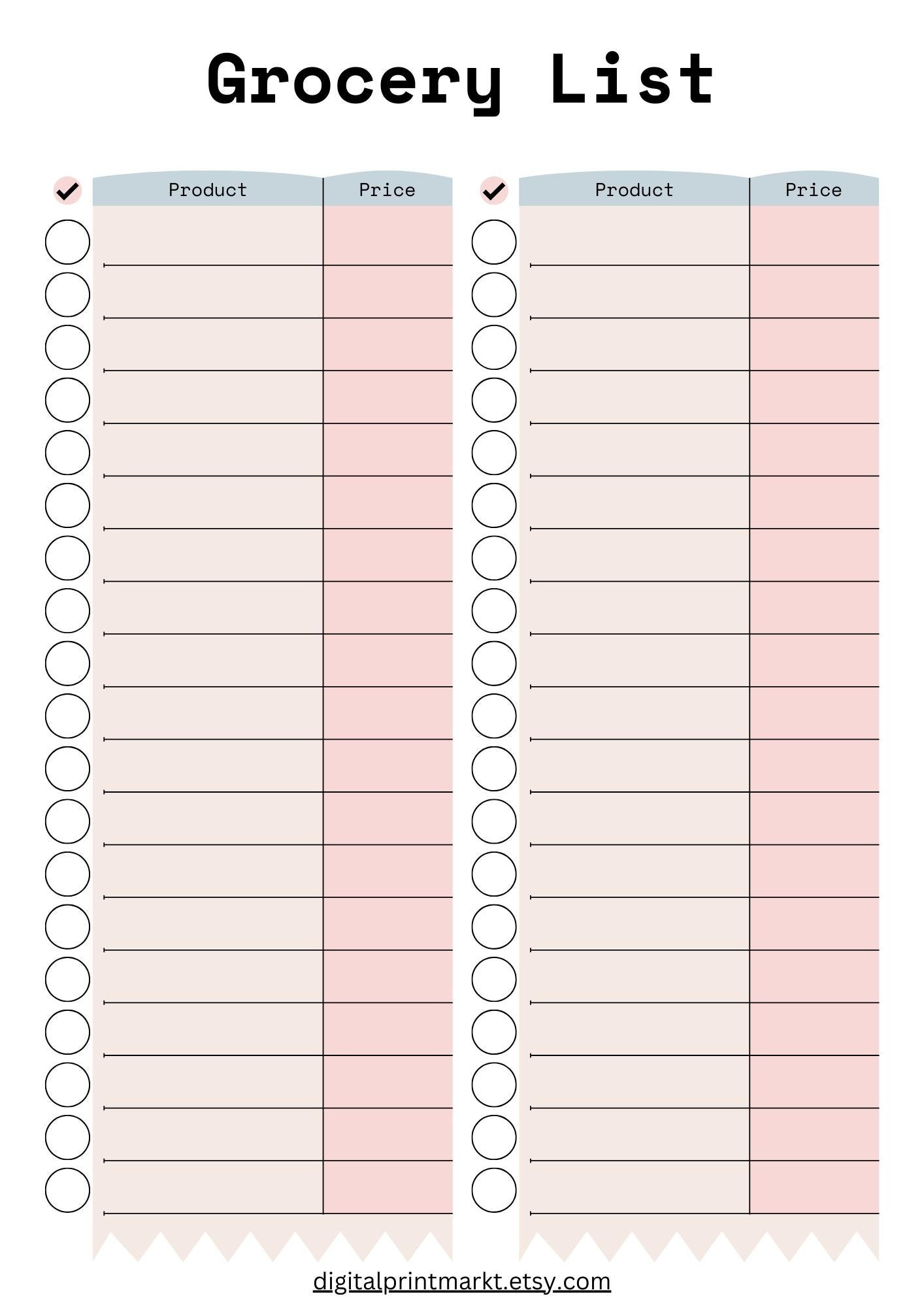 Minimalist Shopping List Printable - Etsy