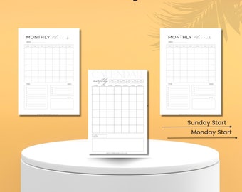 Blank Monthly Calendar Printable | Black and White Calendar ...
