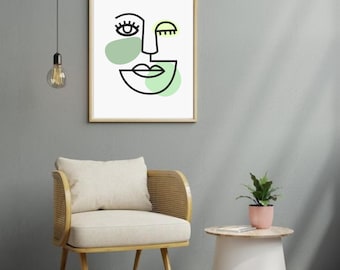 Minimalistisches Line Art Gesichtsposter - Abstrakte One Line Line Zeichnung