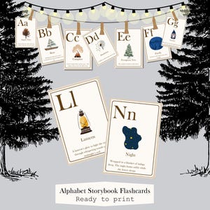 Printable Alphabet Flashcards, Classroom Decor, Toddlers Preschool Early Learning Resource, Whimsical Decor, DIGITAL DOWNLOAD, Homeschool