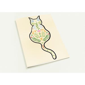 Cartes de voeux florales avec chat - lot de 10 cartes vierges avec enveloppes - anniversaire - mariage - sympathie - remerciement - invitation - mariage