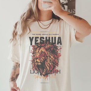 Yeshua Christian Comfort Colors Shirt Lion Of Judah Names Of God Vintage Inspired Faith Based Shirt Christian Merch Christian Clothes Gifts