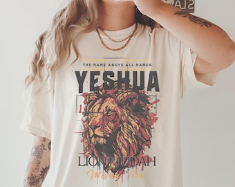 Yeshua Christian Comfort Colors Shirt Lion Of Judah Names Of God Vintage Inspired Faith Based Shirt Christian Merch Christian Clothes Gifts