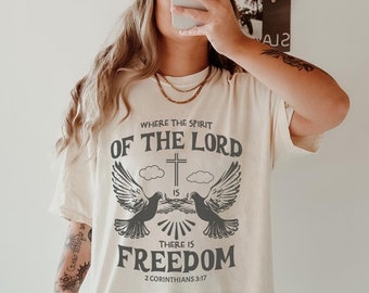Christian Comfort Colors Tshirt Scripture Shirt Freedom Tshirt Bible Verse Christian Merch Christian Streetwear Jesus Attire Baptism Gift