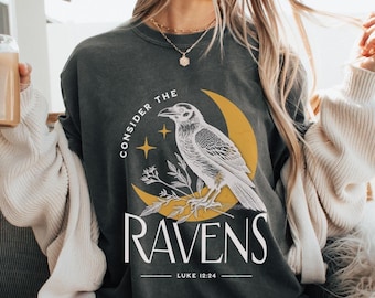 Tänk på The Ravens Boho Christian Comfort Colors T-shirt Kristen merchandise Söta kristna kläder Kristen mode Vintage trosbaserad skjorta