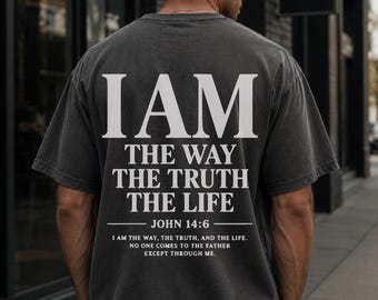 Jesus The Way The Truth The Life Christian Comfort Colors Tshirt Faith Based Christian Streetwear Church Merch Minimalist Cross Baptism Gift