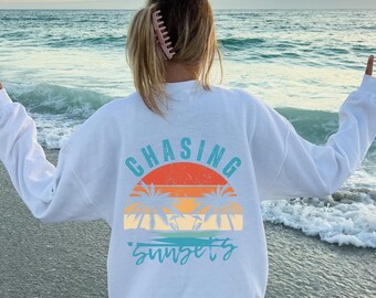 Chasing Sunsets Beach Crewneck Beachy Sweatshirt Coconut Girl Clothes Coconut Girl Aesthetic Ocean Inspired Style Summer Sweatshirt