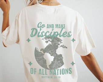 Ga en maak discipelen christelijk comfort kleuren tshirt christelijke shirts bijbelvers shirt Jezus shirt christelijk grafisch geloof gebaseerd shirt