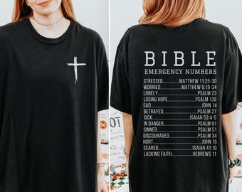 Camiseta con números de emergencia de la Biblia, camiseta cristiana con colores cómodos, camiseta con las Escrituras, camiseta basada en la fe, regalos religiosos, camiseta para hombre, regalo para superdotados