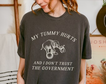 My Tummy Hurts And I Dont Trust The Government Comfort Colors Shirt Funny Top Meme T-shirt Silly Shirt My Tummy Hurts Tshirt IBS Tummy Ache