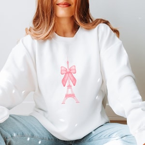 Paris Sweatshirt Kokette Bogen Sweatshirt Kokette Kleidung Crewneck Kokette Ästhetik Kokette Kleidung Fee Sweatshirt Kokette Band