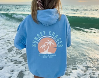 Sunset Chaser Beach Hoodie Sunset Hoodie Beachy Sweatshirt Coconut Girl Clothes Mermaidcore Ocean Inspired Style Preppy Hoodie Summertime