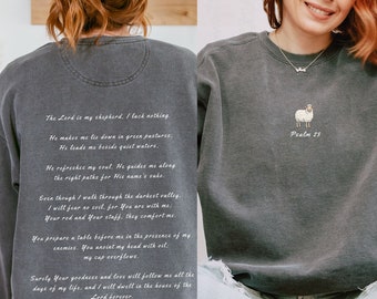 Psalm 23 Sweatshirt Comfort Colors Lord Is My Shepherd Spiritual Sweatshirt Christian Crewneck Jesus Sweater Christian Merch God Sweatshirt