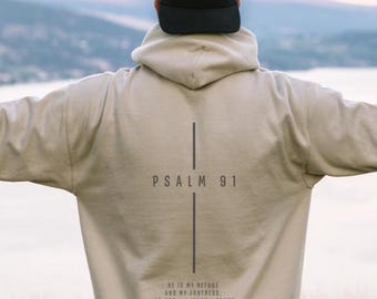 Psalm 91 Christian Hoodie Spiritual Sweatshirt God Hoodie Christian Streetwear Church Merch Faith Based Bible Verse Hoodies Gifts For Men