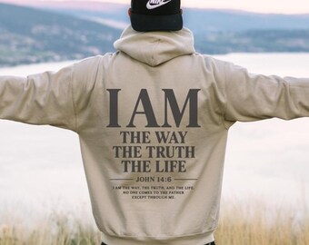 Jesus The Way The Truth The Life Christian Hoodie Spiritual Sweatshirt Mens Faith Based Christian Streetwear Church Merch Baptism Gift