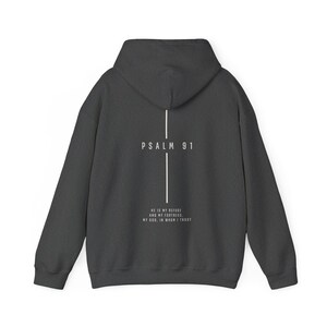 Psalm 91 Christian Hoodie Spiritual Sweatshirt God Hoodie Christian Streetwear Church Merch Faith Based Bible Verse Hoodies Gifts For Men Dark Heather