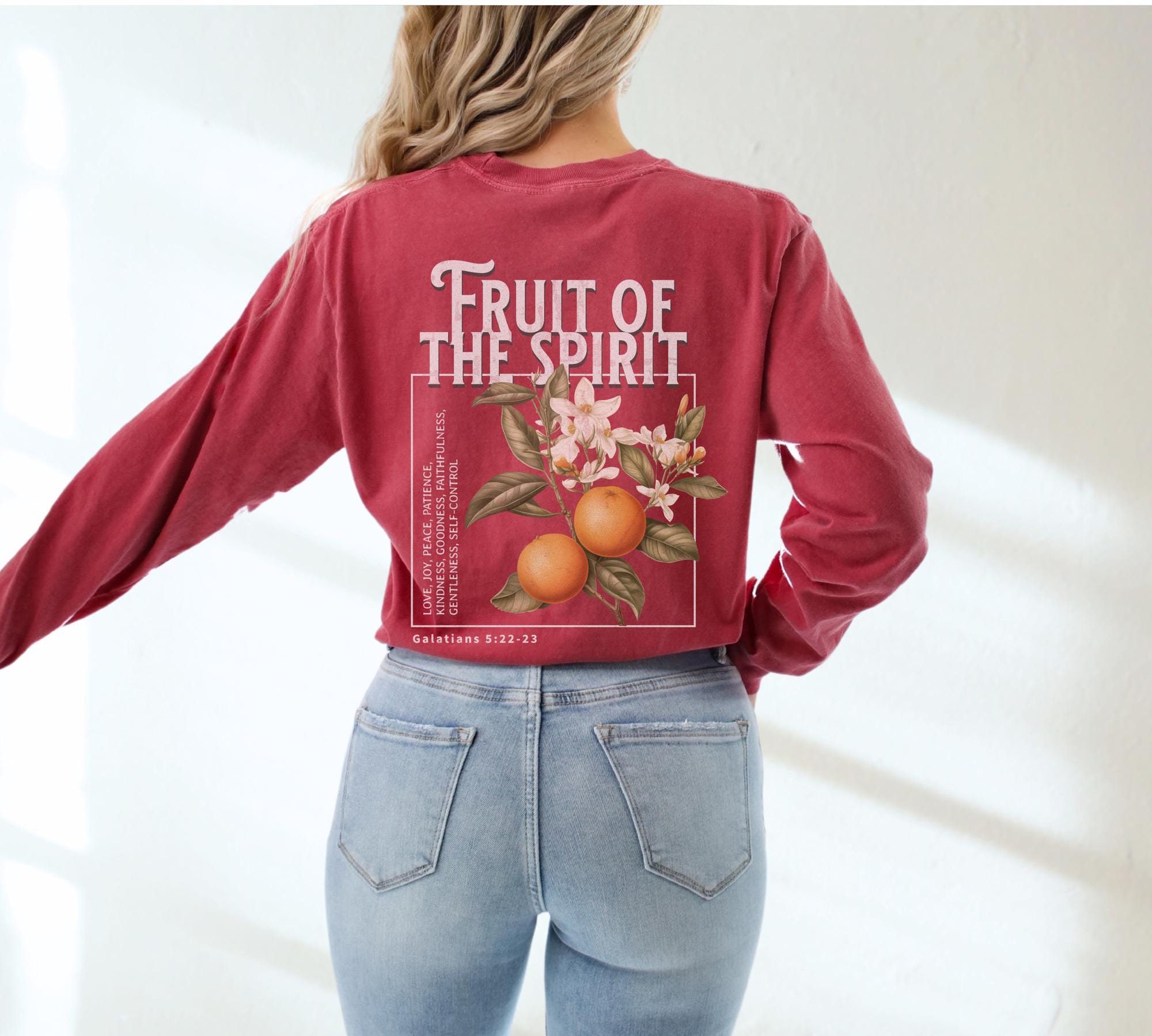 Fruit of the Spirit Christian Comfort Colors Long Sleeve Tshirt Faith ...