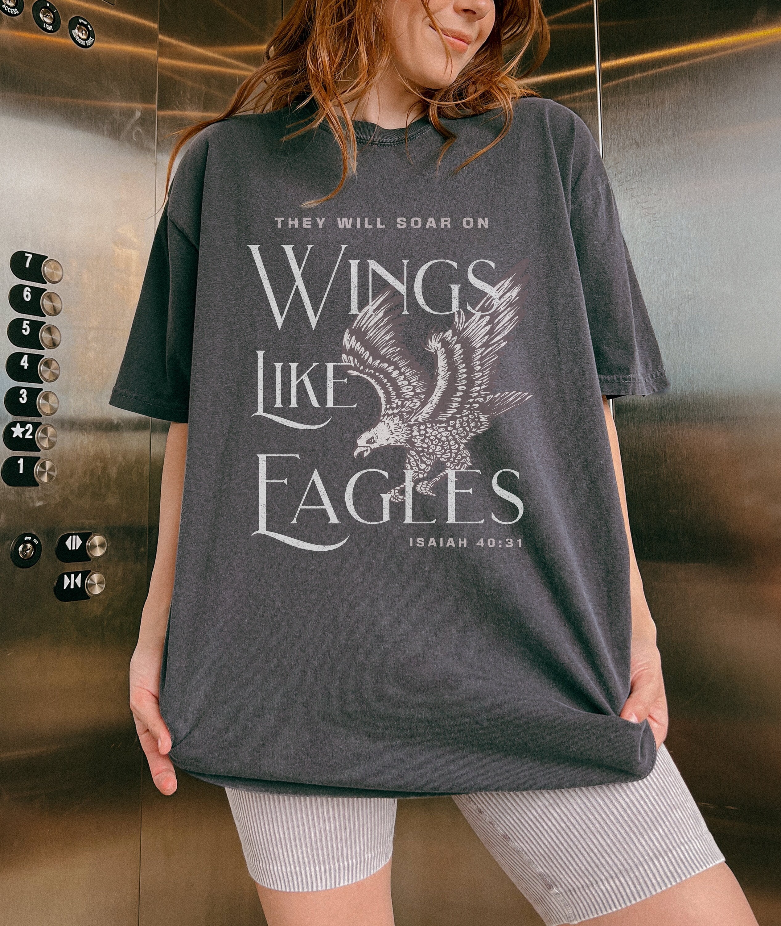 Wings Like Eagles Christian Comfort Colors Shirt Isaia 40 31 Maglietta Gesù Maglietta Scrittura Maglietta Vangelo Regalo Battesimo per Adulti Ispirato Vintage