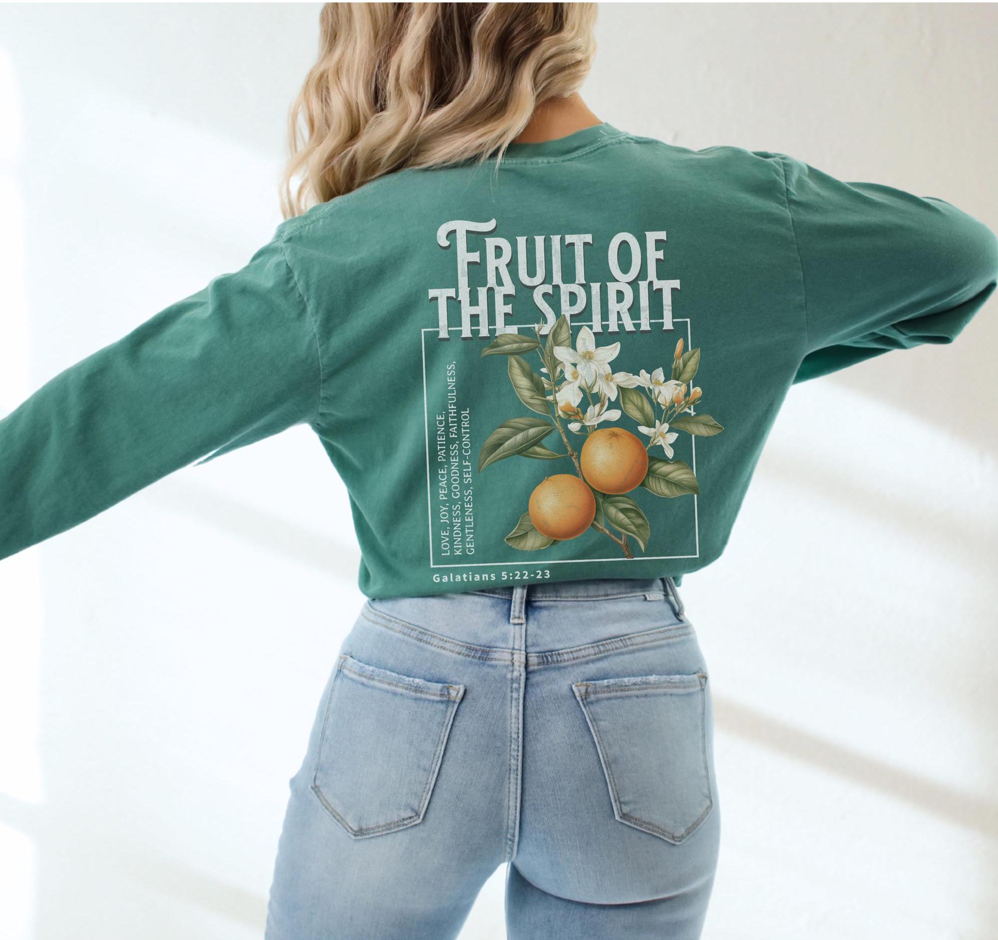Fruit of the Spirit Christian Comfort Colors Long Sleeve Tshirt Faith ...