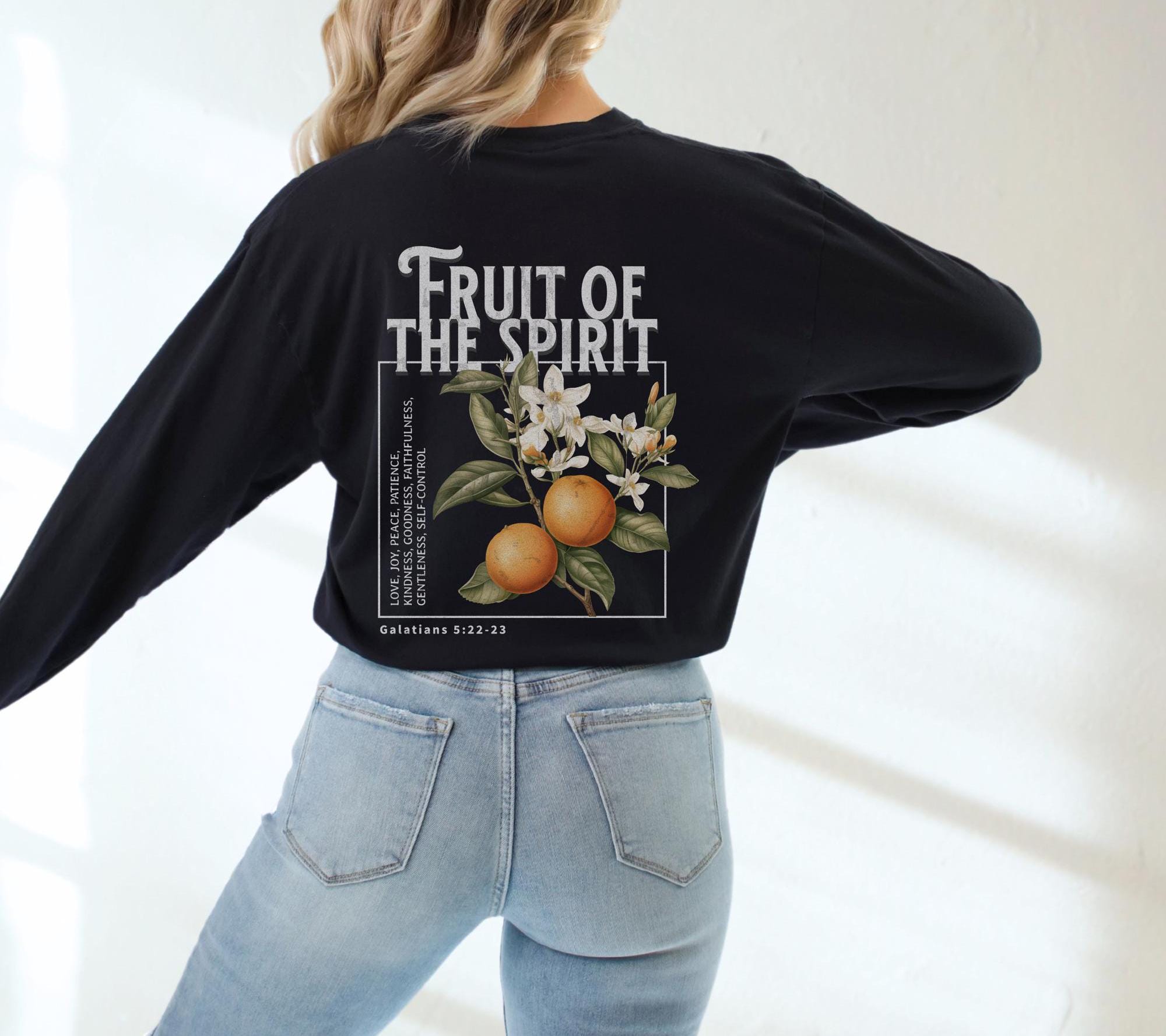 Fruit of the Spirit Christian Comfort Colors Long Sleeve Tshirt Faith ...
