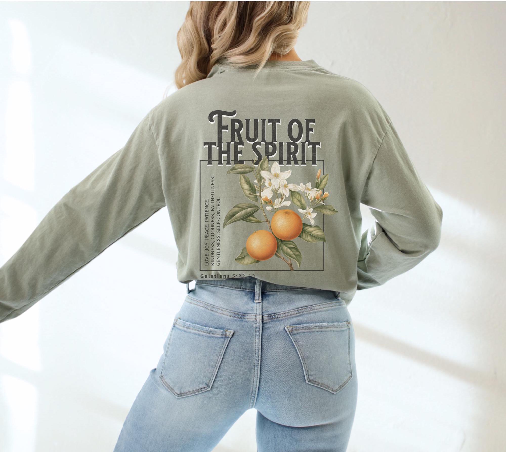 Fruit of the Spirit Christian Comfort Colors Long Sleeve Tshirt Faith ...