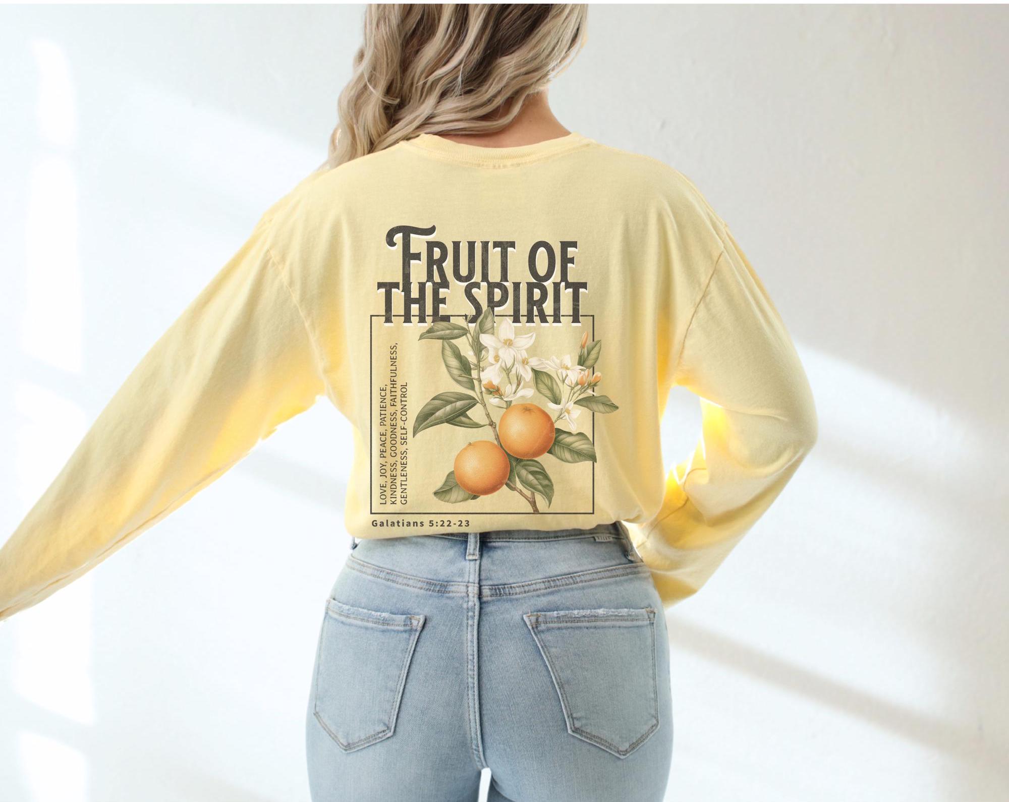 Fruit of the Spirit Christian Comfort Colors Long Sleeve Tshirt Faith ...