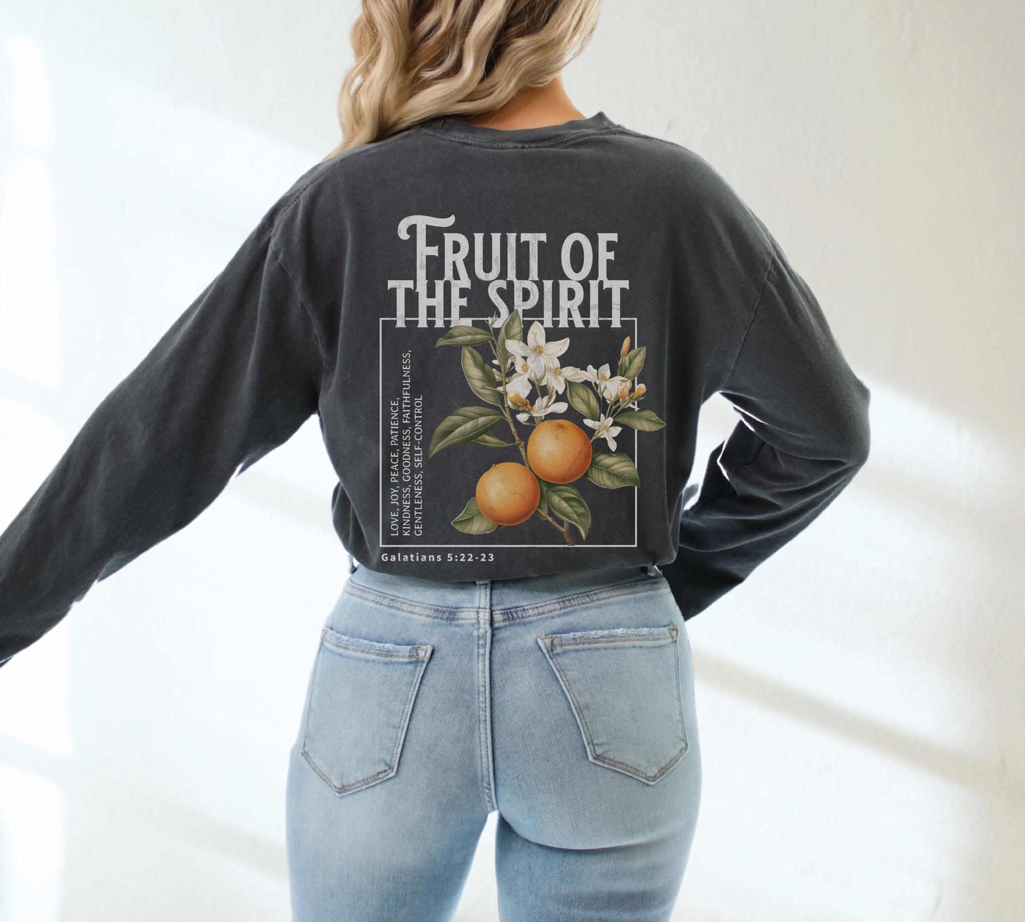 Fruit of the Spirit Christian Comfort Colors Long Sleeve Tshirt Faith ...