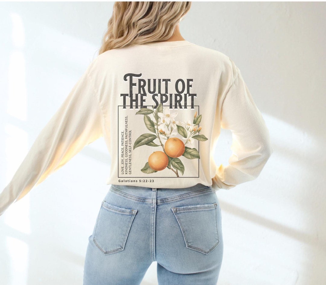 Fruit of the Spirit Christian Comfort Colors Long Sleeve Tshirt Faith ...