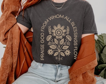 Praise God Boho Christian Comfort Colors Tshirt Christian Merch Nordic Womens Tee Hymn Shirt Christian Shirts Christian Streetwear Worship
