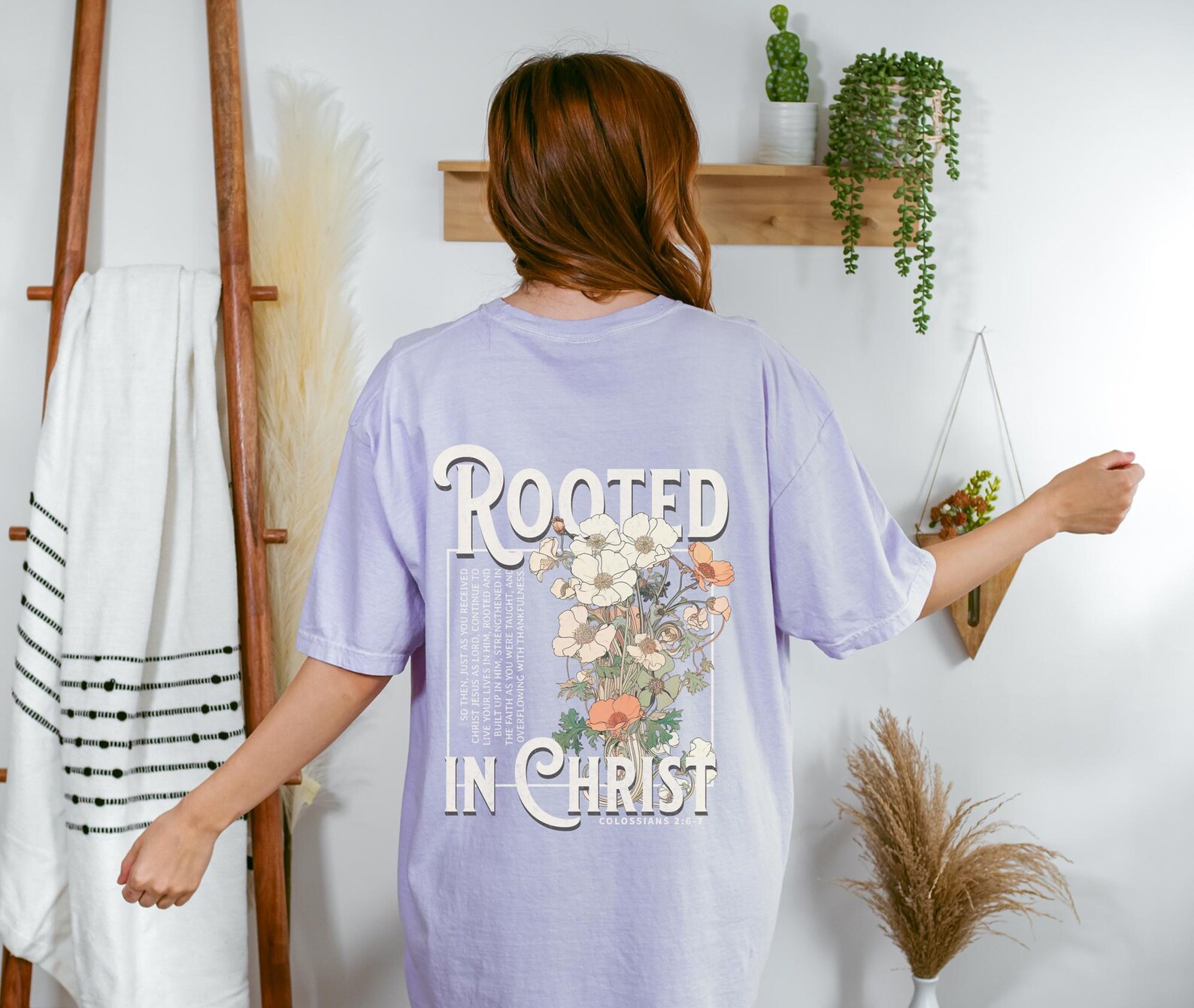 Rooted in Christ Boho Christian Comfort Colors Tshirt Faith Based Shirt ...