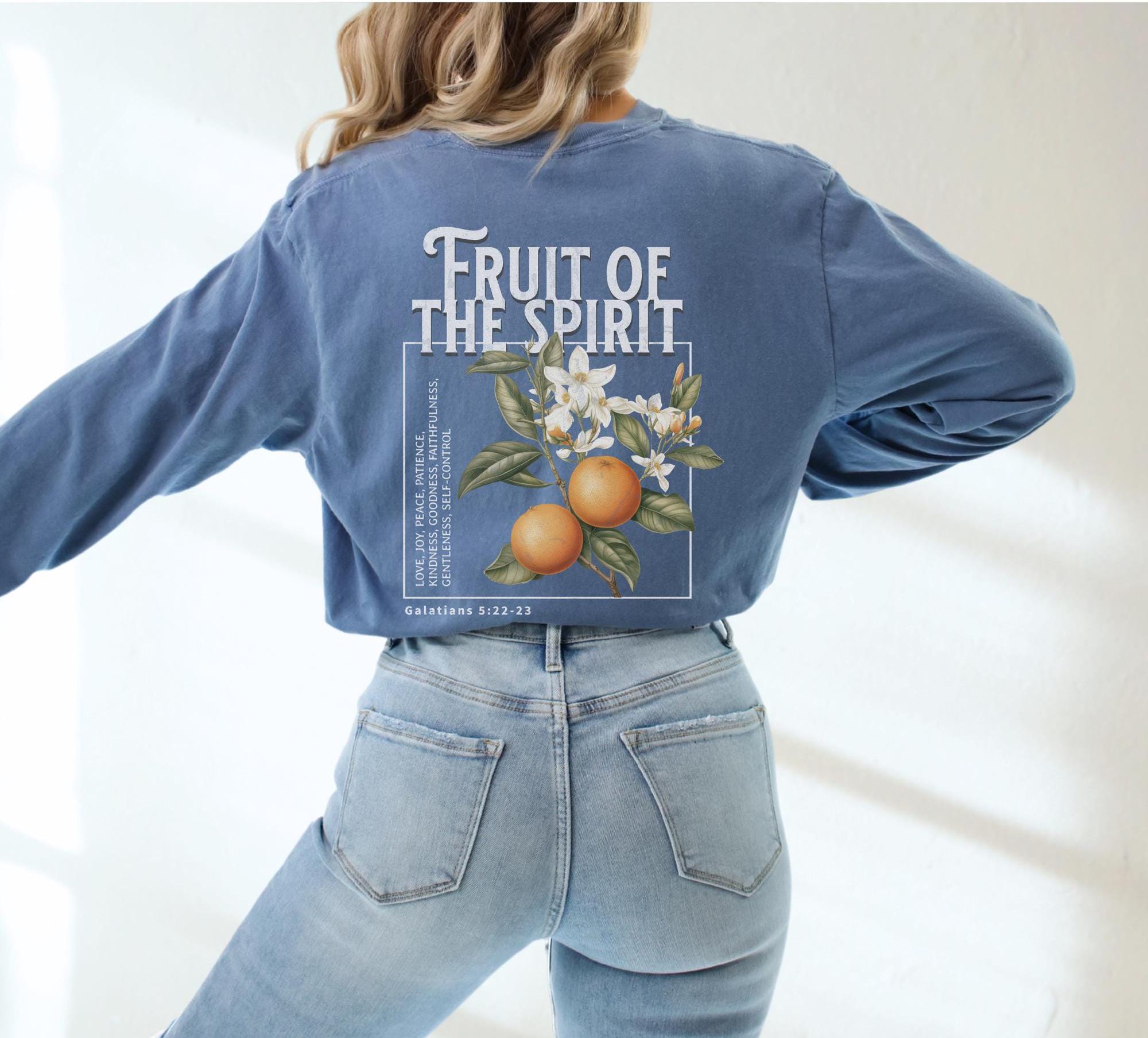 Fruit of the Spirit Christian Comfort Colors Long Sleeve Tshirt Faith ...