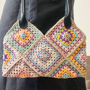 Granny Square Tote Bag Retro Chic Style Colorful and Convenient zdjęcie 2