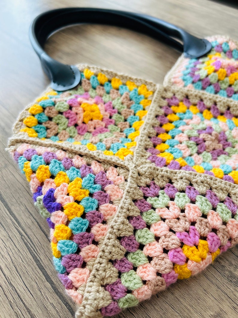 Granny Square Tote Bag Retro Chic Style Colorful and Convenient zdjęcie 5