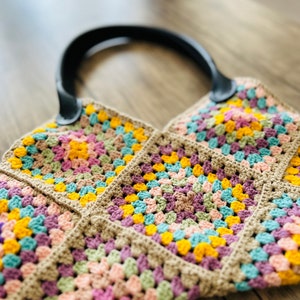 Granny Square Tote Bag Retro Chic Style Colorful and Convenient zdjęcie 4