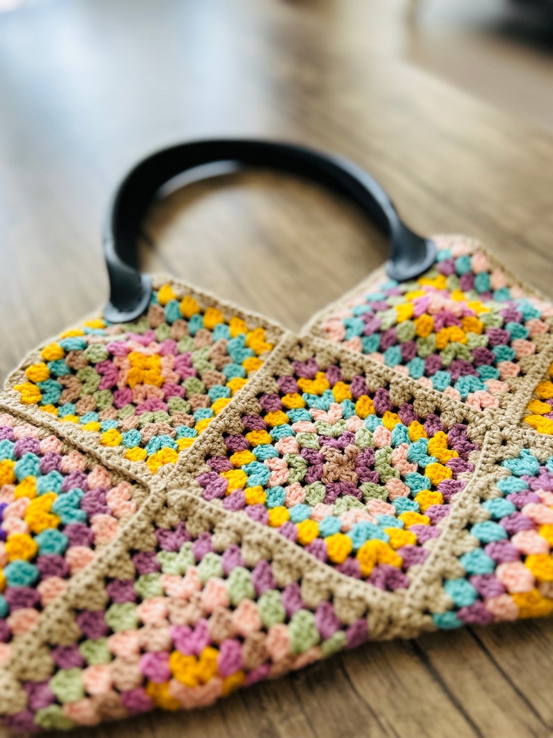 Granny Square Tote Bag Retro Chic Style Colorful and Convenient zdjęcie 4