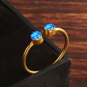 Blue Opal Ring, Minimalist Ring, 14k Gold Filled, Opal Designer Ring, Simple Designs Ring, October Birthstone Ring, Statement Ring, Gift