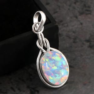 White Opal Pendant, Fire Opal Necklace, 925 Starling Silver, Bello Opal Necklace-October Birthstone Pendant, Minimalist Jewelry-Gift For Her