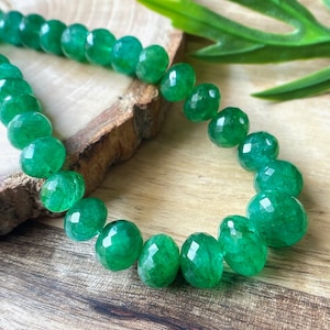 AAA+TOP Natural Zambian Emerald Faceted Rondelle Beads, Green Finest Emerald Cut, AAA Beads, May Birthstone, For Jewelry Making
