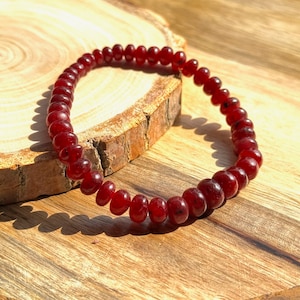Natural Ruby Bracelet, Genuine Ruby Jewelry, July Birthstone Gift, Gemstone Beads Bracelet, Delicate Jewelry For Her, Anniversary Bracelet