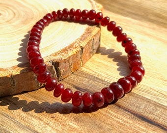 Natural Ruby Bracelet, Genuine Ruby Jewelry, July Birthstone Gift, Gemstone Beads Bracelet, Delicate Jewelry For Her, Anniversary Bracelet