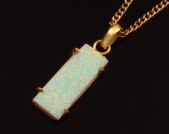 Raw White Opal Pendant Necklace/ Sterling Silver/ 14K Gold Filled, Fire Opal Raw Jewelry, October Birthstone, Christmas Gift