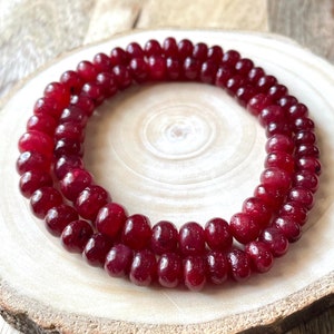 AAA+Natural Ruby Bracelet, Ruby Smooth Bracelet, Ruby Beaded Bracelet, Gemstone Beads Bracelet, July Birthstone, Gift For Her,